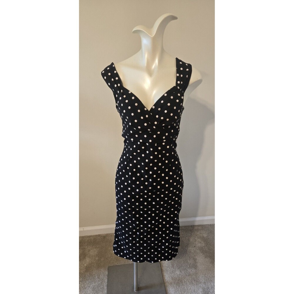 Rock Steady Pin Up 2XL Black White Polka Dot Retro Rockabilly Wiggle Dress